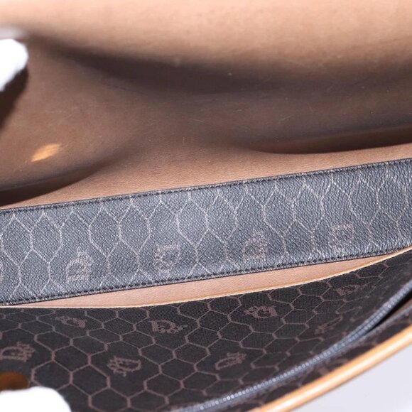 Christian Dior Honeycomb Canvas Bag PVC 2way Black Brown gold Auth bs30244 - Picture 11 of 16